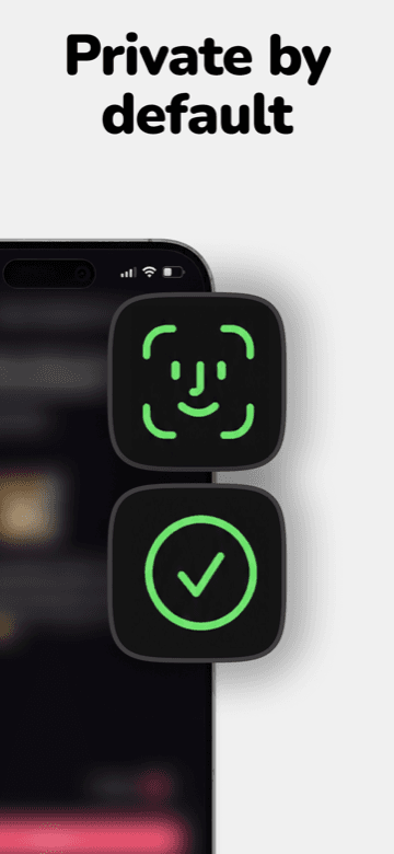 Glimmer's privacy lock screen with Face ID icons showing the journal unlocking securely